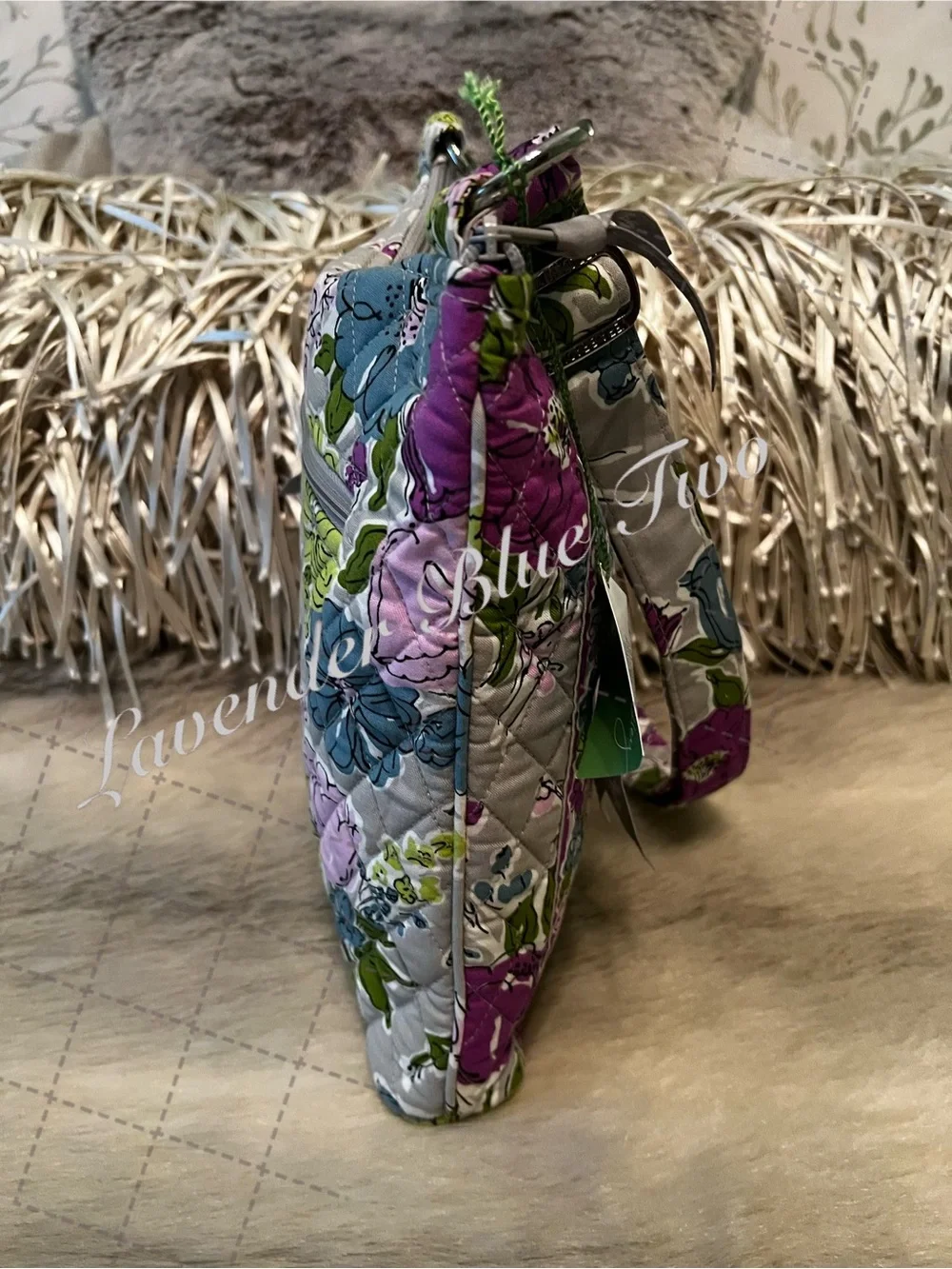 VERA BRADLEY Watercolor 2011 Zipper Hipster Crossbody Purple Green Floral Y2K
